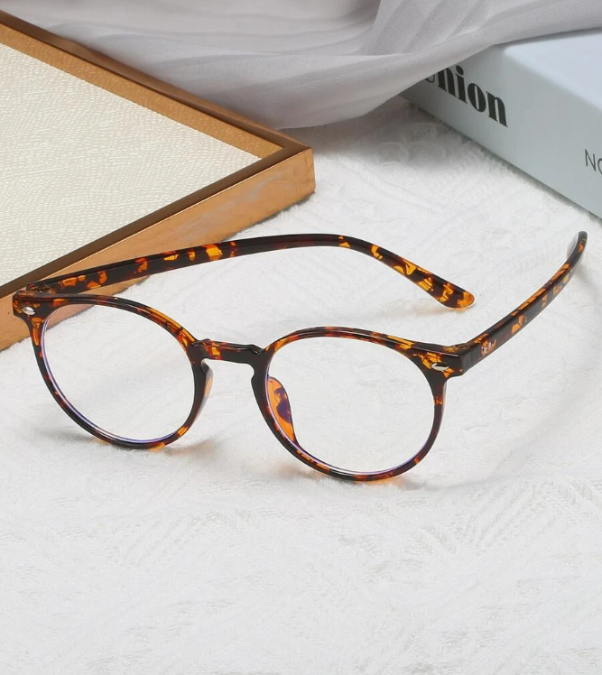 1pair Women Tortoiseshell Round Frame Casual Style Eyeglasses, For Daily Life Clear Glasses Accessories Blue Light Glasses Accessories For Women