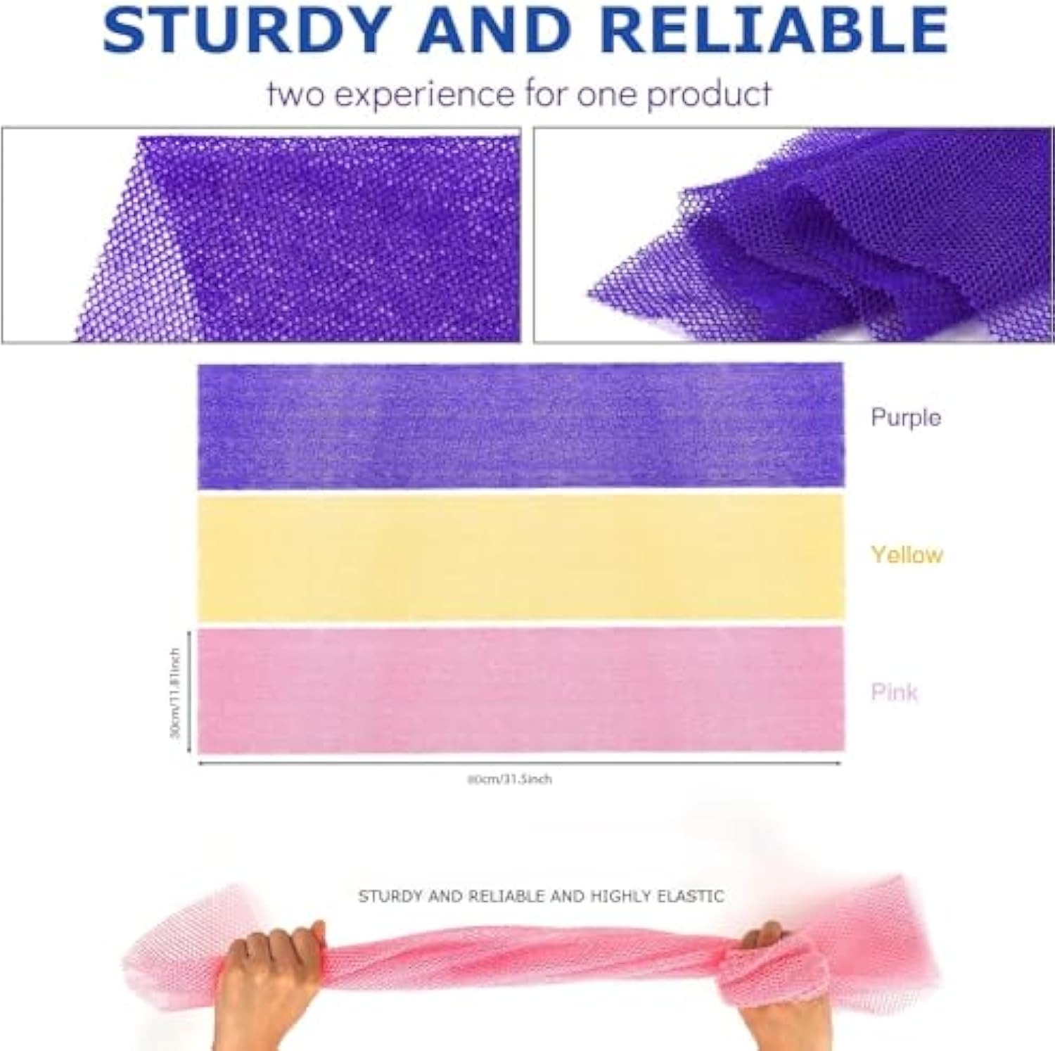 3 Pieces African Bath Sponge African Net Long Net Bath Sponge Exfoliating Shower Body Scrubber Back Scrubber Skin Smoother,Great for Daily Use
